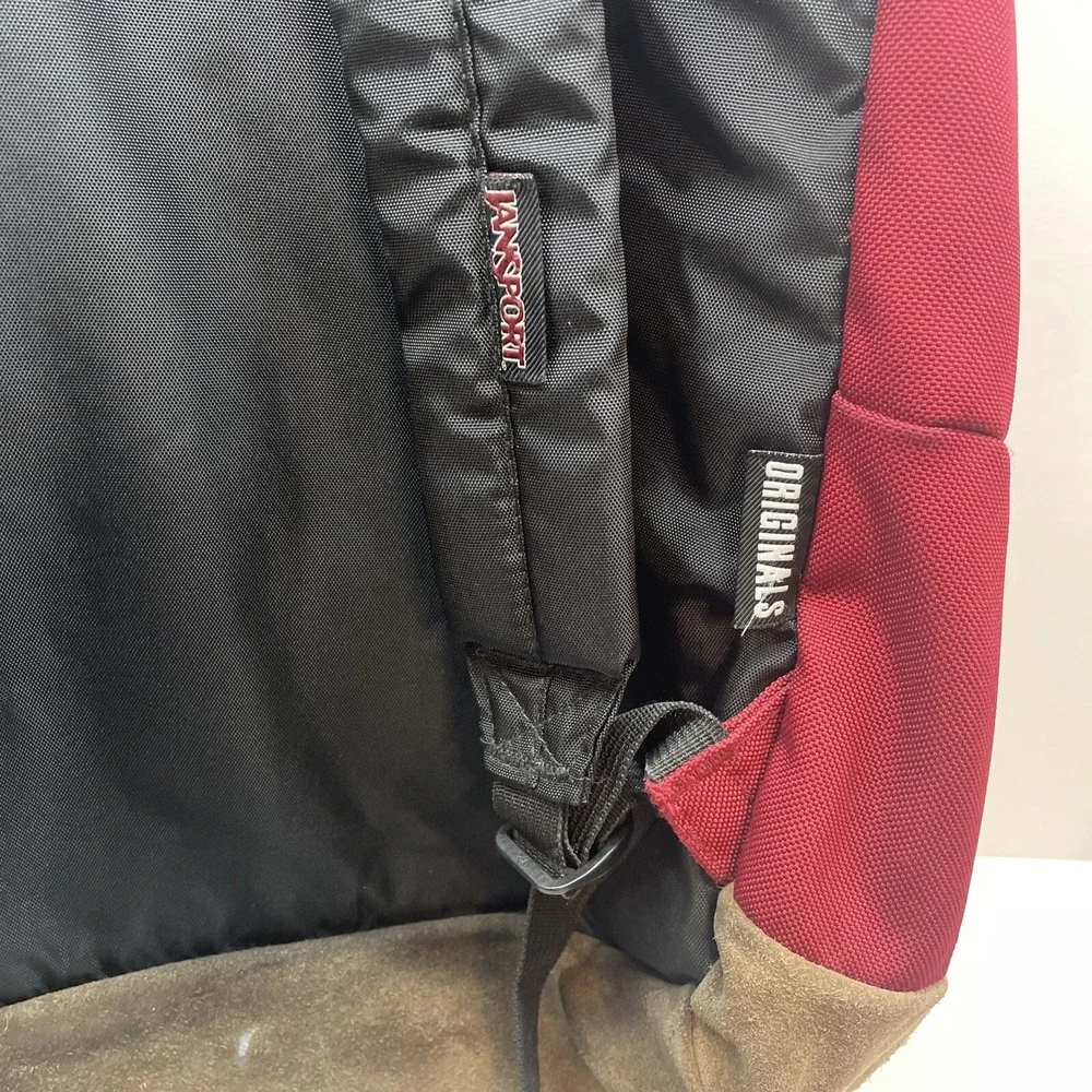 Jansport Right Pack Backpack Originals Maroon‎ Red Leather Bottom JS00TYP7 Rare